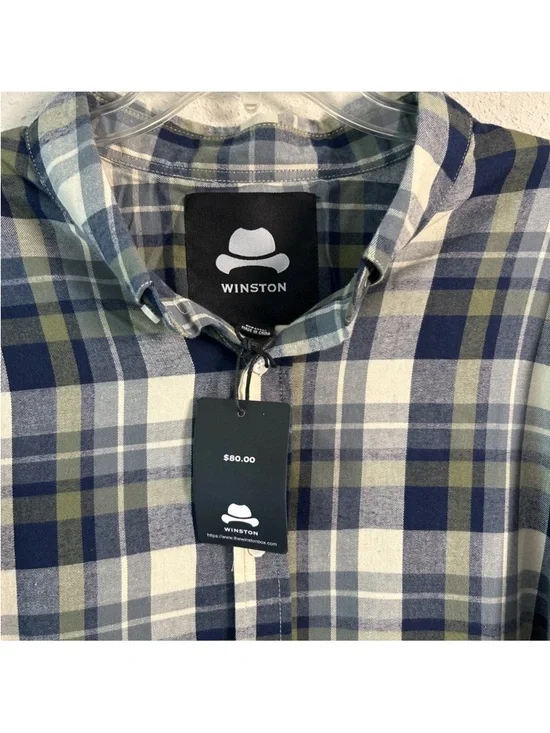 NWT Winston Mens Plaid Shirt Long Sleeve Button Down Size 2XL 100% Cotton NEW - Picture 2 of 12